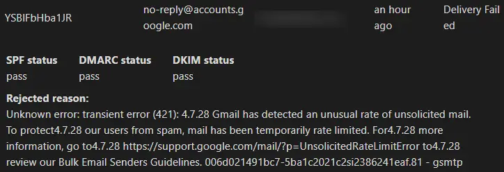 Gmail marked its own mail as spam