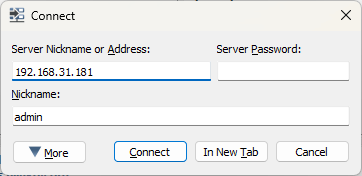 Enter the server address in Teamspeak Client