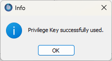 Admin key applied succefully